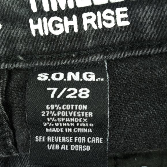 S.O.N.G. High Rise  Distressed Destroyed Straight Leg Jeans  7/28 - Picture 5 of 7